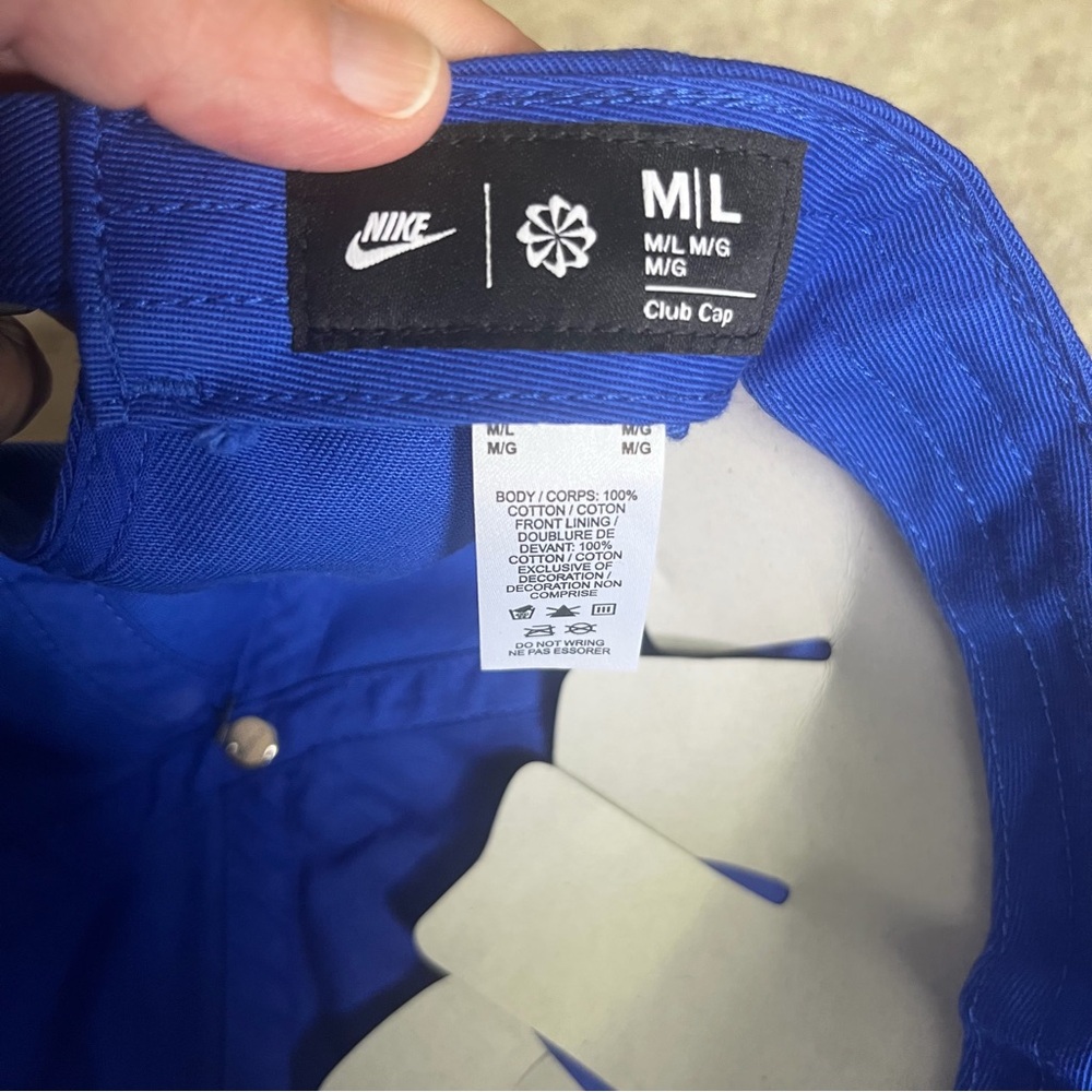 Nike Adult Unisex Baseball Club Hat M/L Blue NWT Swoosh Logo Adjustable Strap - Picture 7 of 7